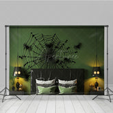 Aperturee Aperturee Spiderweb Wall Decal Photography Backdrop Green and Black Halloween Headboard Spooky Bedroom Studio Photo Prop